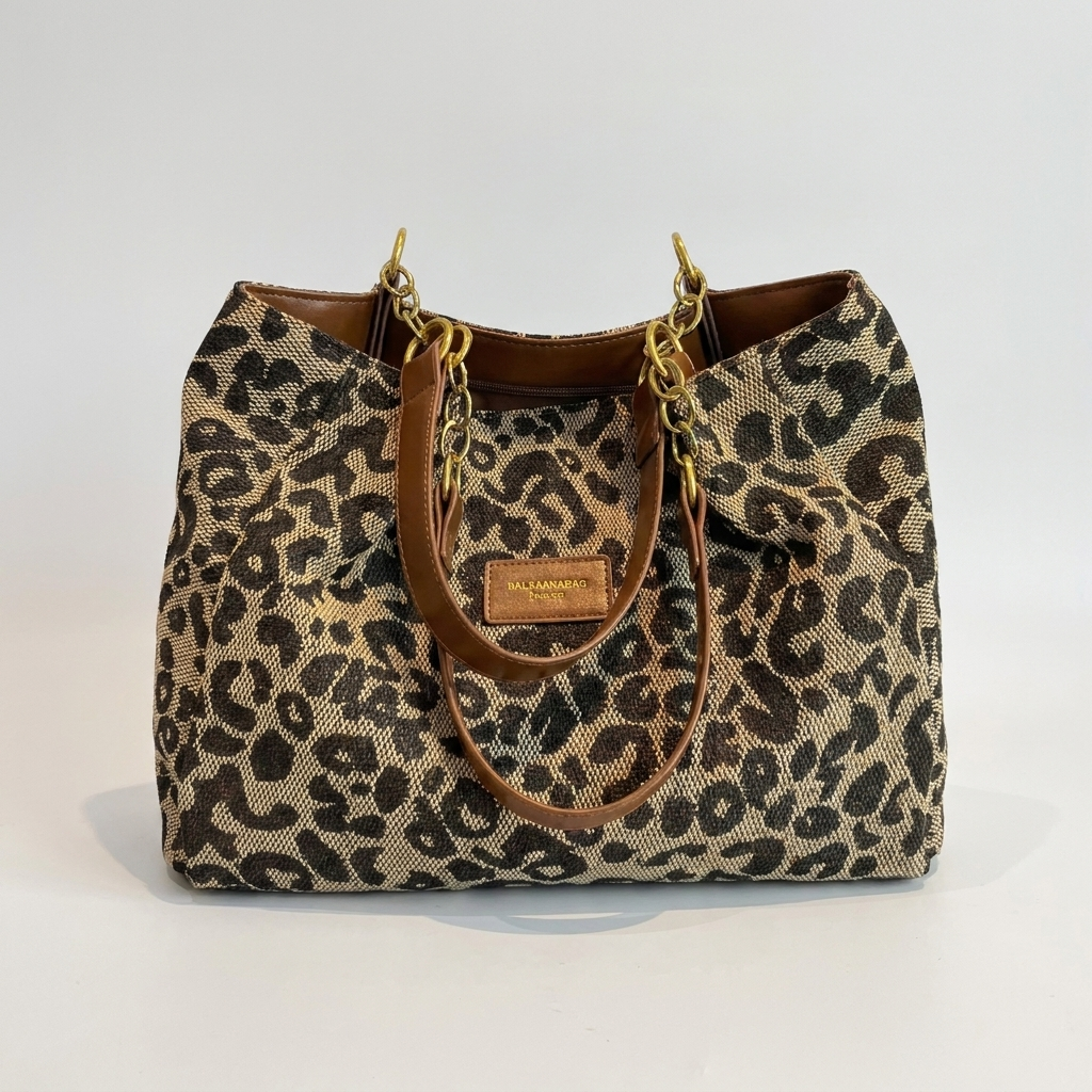 Womens Leopard Print Canvas Tote Bag Durable Everyday Carry 2
