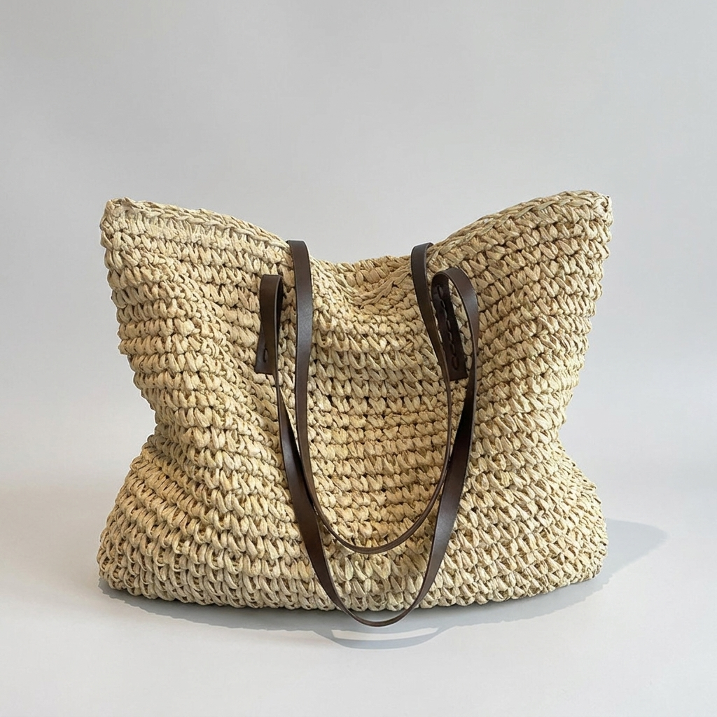 Womens Woven Lightweight Tote Bag With Durable Straps 11