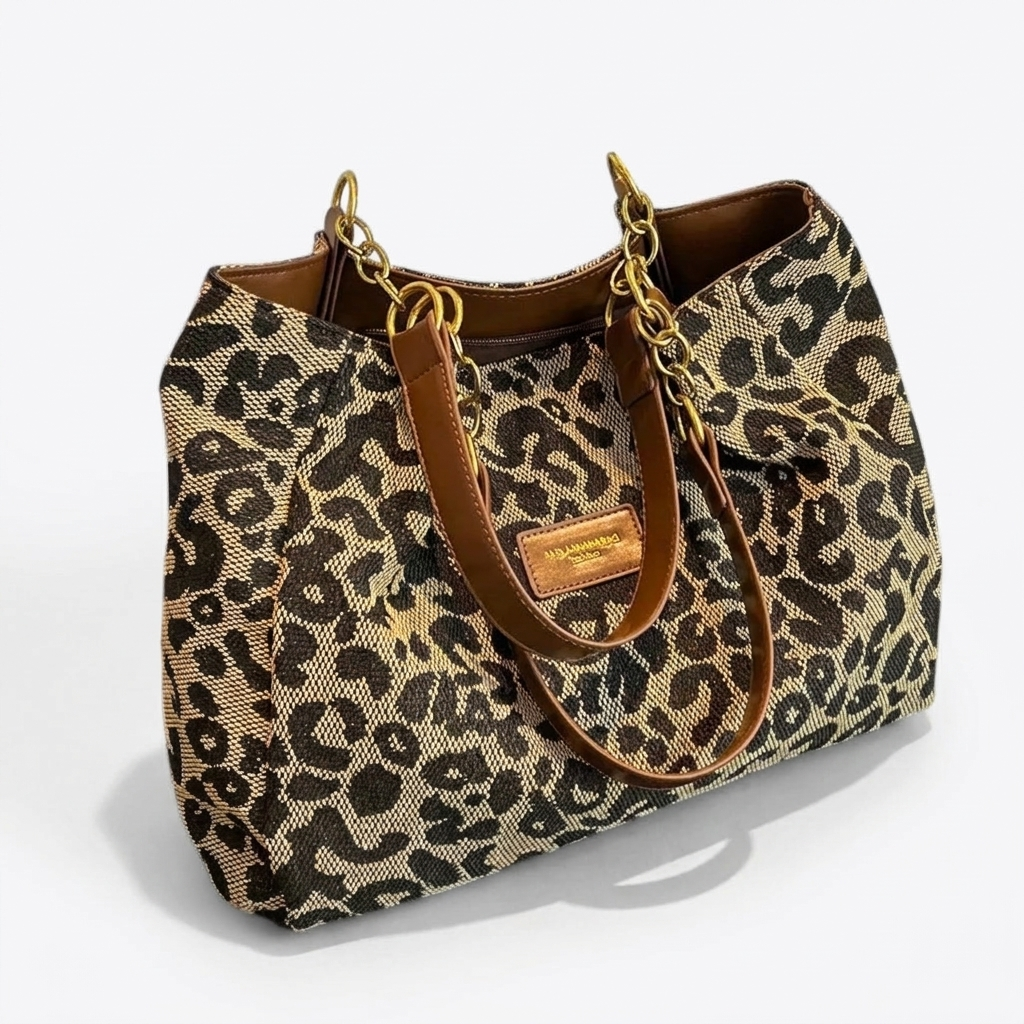 Womens Leopard Print Canvas Tote Bag Durable Everyday Carry 4