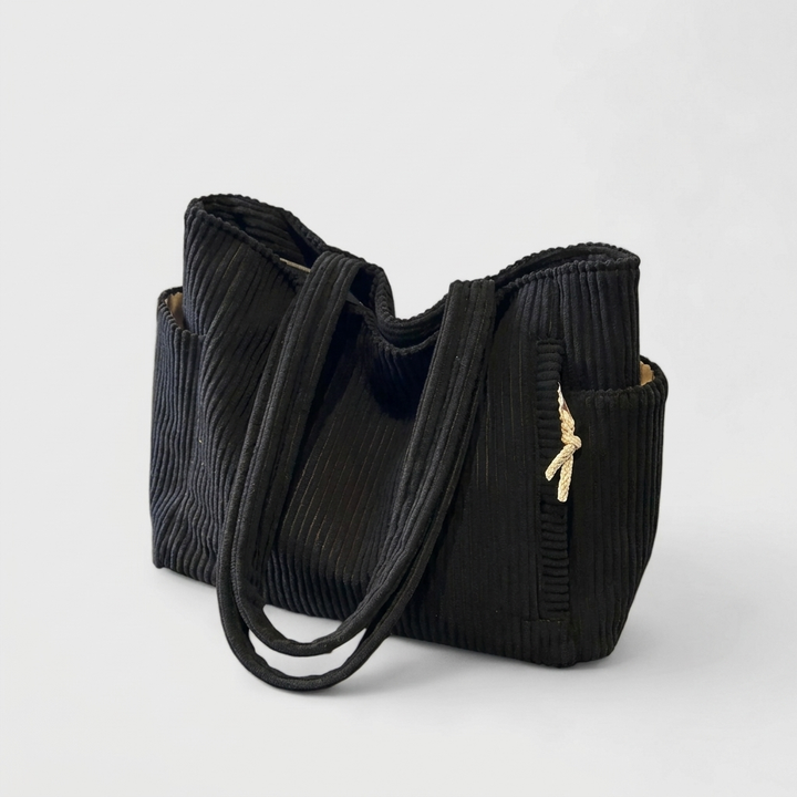 Womens Chic Practical Tote Bag With Outer Pockets Cord 8