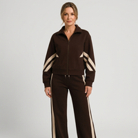 Women's Tracksuit Set – Zip-Up Vest & Wide-Leg Trousers, Stripe Two-Piece Matching Outfit | Coralie
