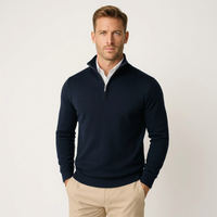 Mens Half Zip Jumper High Collar Tailored Office Wear