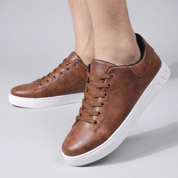 Mens Trainers Classic Leather Lace-Up Natural Hide 7