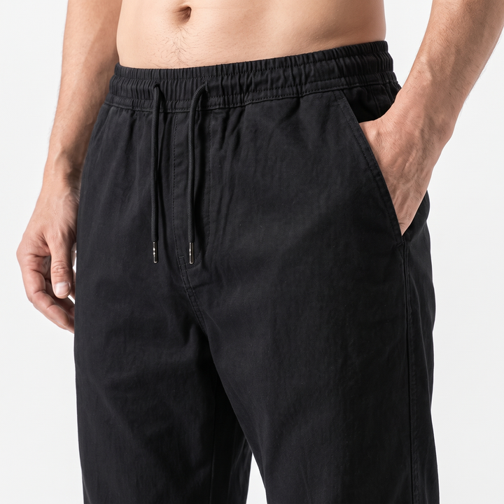 Mens Trousers Casual Tapered Drawstring Waist Cotton 11