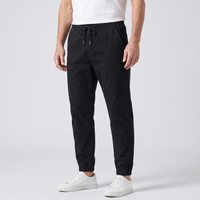 Mens Trousers Casual Tapered Drawstring Waist Cotton