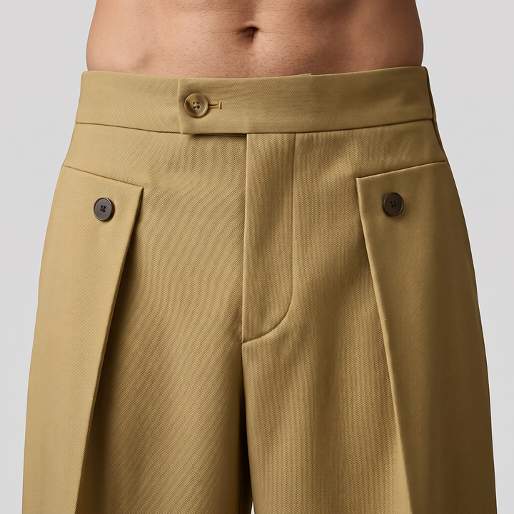 Mens Trousers Wide-Leg Pleated Woven Fabric Casual 9