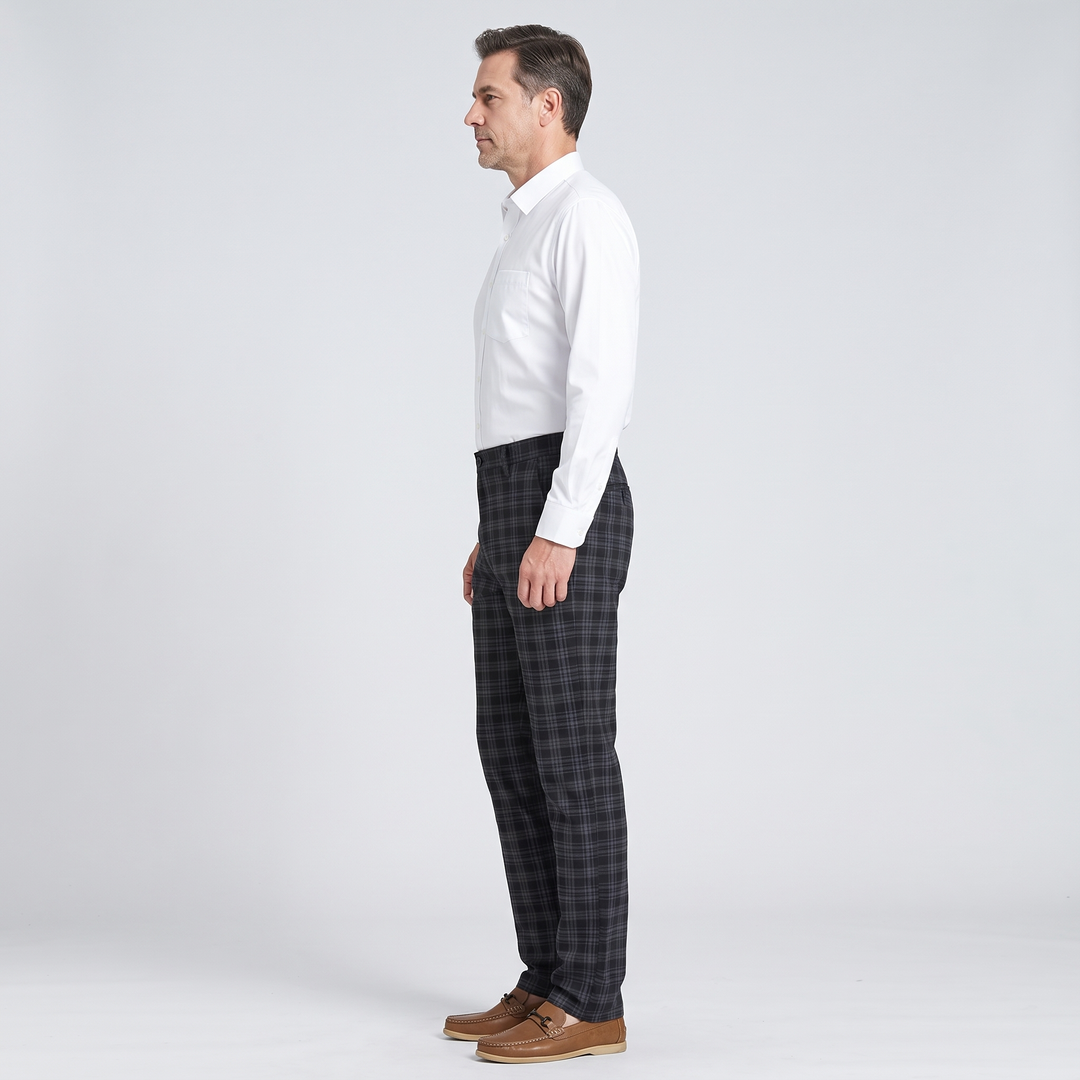 Mens Trousers Classic Check Straight Fit Cotton 10