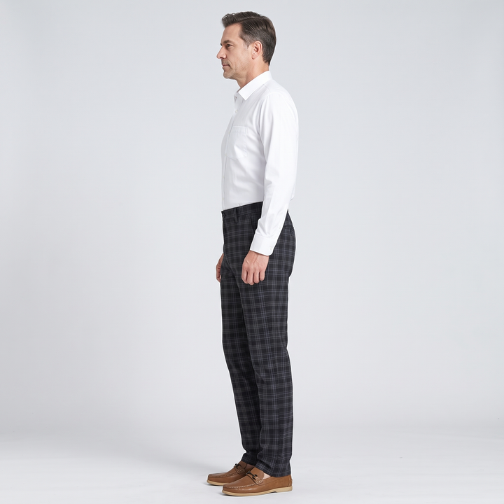 Mens Trousers Classic Check Straight Fit Cotton 10