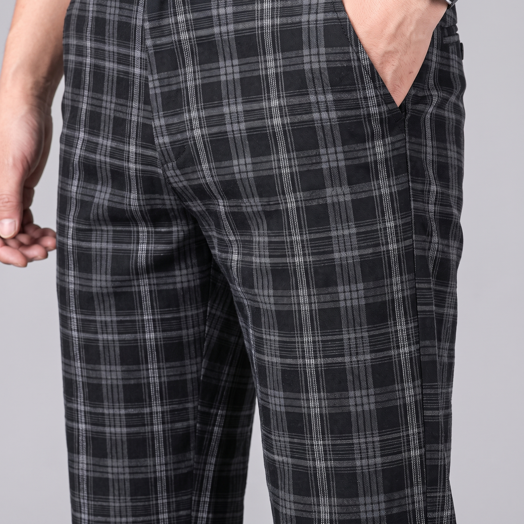 Mens Trousers Classic Check Straight Fit Cotton 11