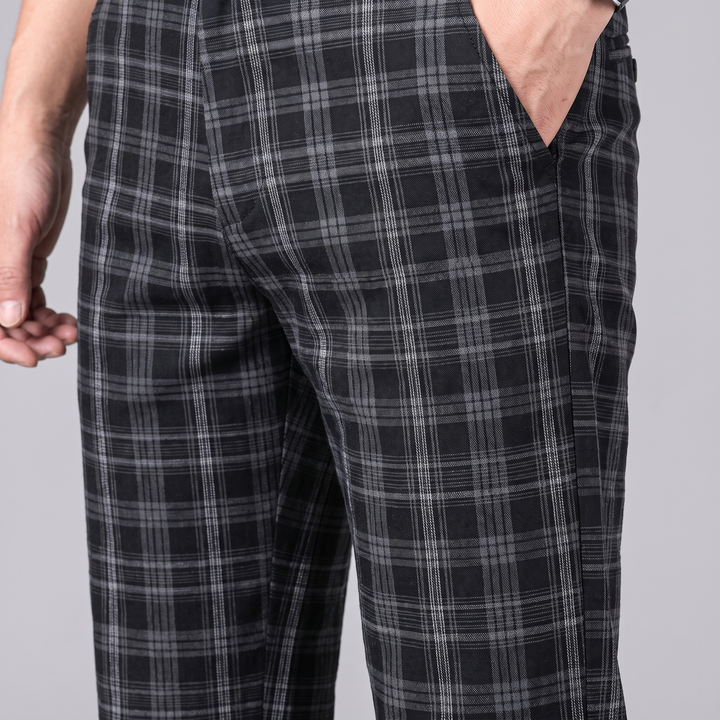 Mens Trousers Classic Check Straight Fit Cotton 11