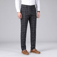 Mens Trousers Classic Check Straight Fit Cotton