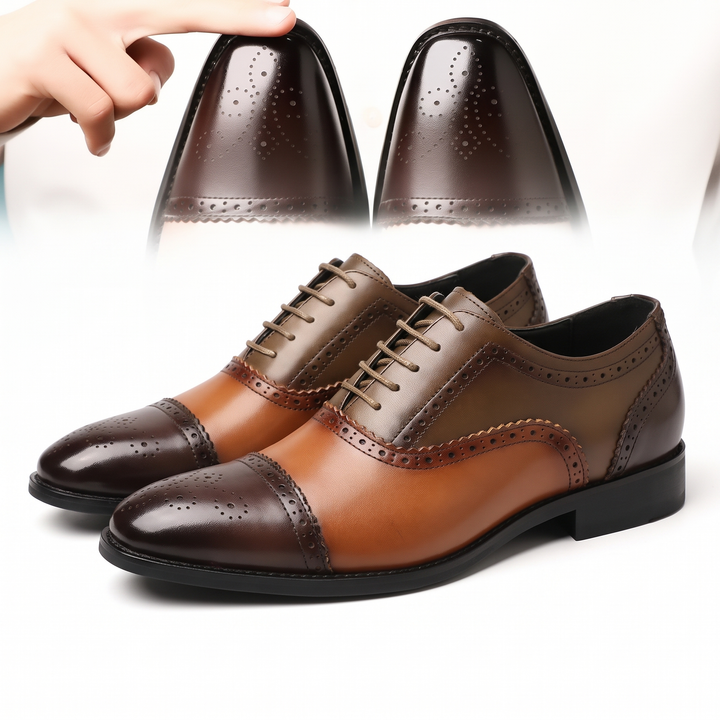 Men's Oxford Shoes Cap Toe Perforated Leather Dress Shoes 6