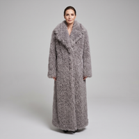 Women's Faux Fur Plush Oversized Longline Coat – Grey