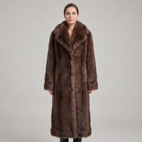 Women's Faux Fur Oversized Longline Coat – Chocolate Brown