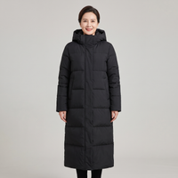 Women's Long Hooded Down Puffer Coat Waterproof – Black