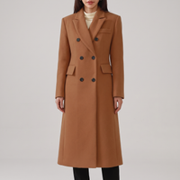 Women's Wool Double-Breasted Long Tailored Coat – Caramel