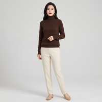 Women's Turtleneck Knit Jumper Long Sleeve – Chocolate Brown