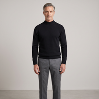Men's Wool Mock Neck Knit Jumper – Black