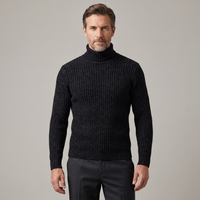 Men's Ribbed Turtleneck Knit Jumper – Black