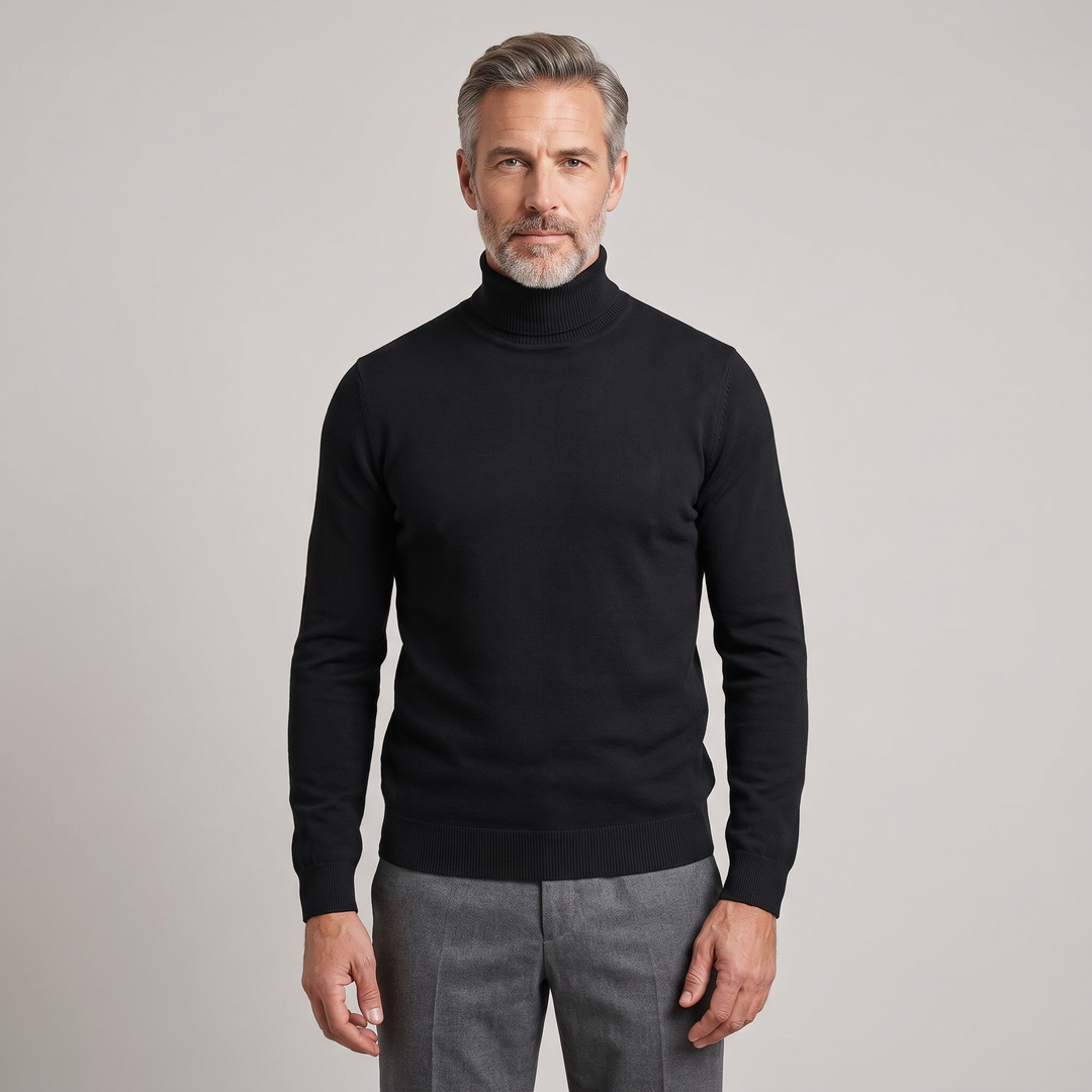 Men's High Neck Knit Jumper Classic Black 0