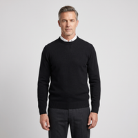 Men's Wool Blend Crew Neck Jumper Soft Knit – Black