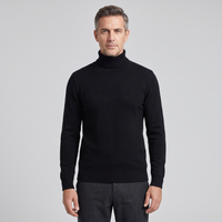 Men's Wool Blend Ribbed Turtleneck Jumper – Black
