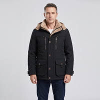 Men's Fleece Lined Winter Parka Detachable Hood – Black
