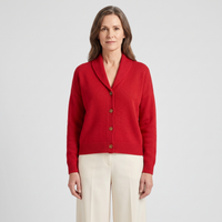 Women's Collared Knit Cardigan Relaxed Fit – Red