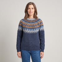 Women's Wool Nordic Fair Isle Jumper Relaxed Fit – Navy Blue