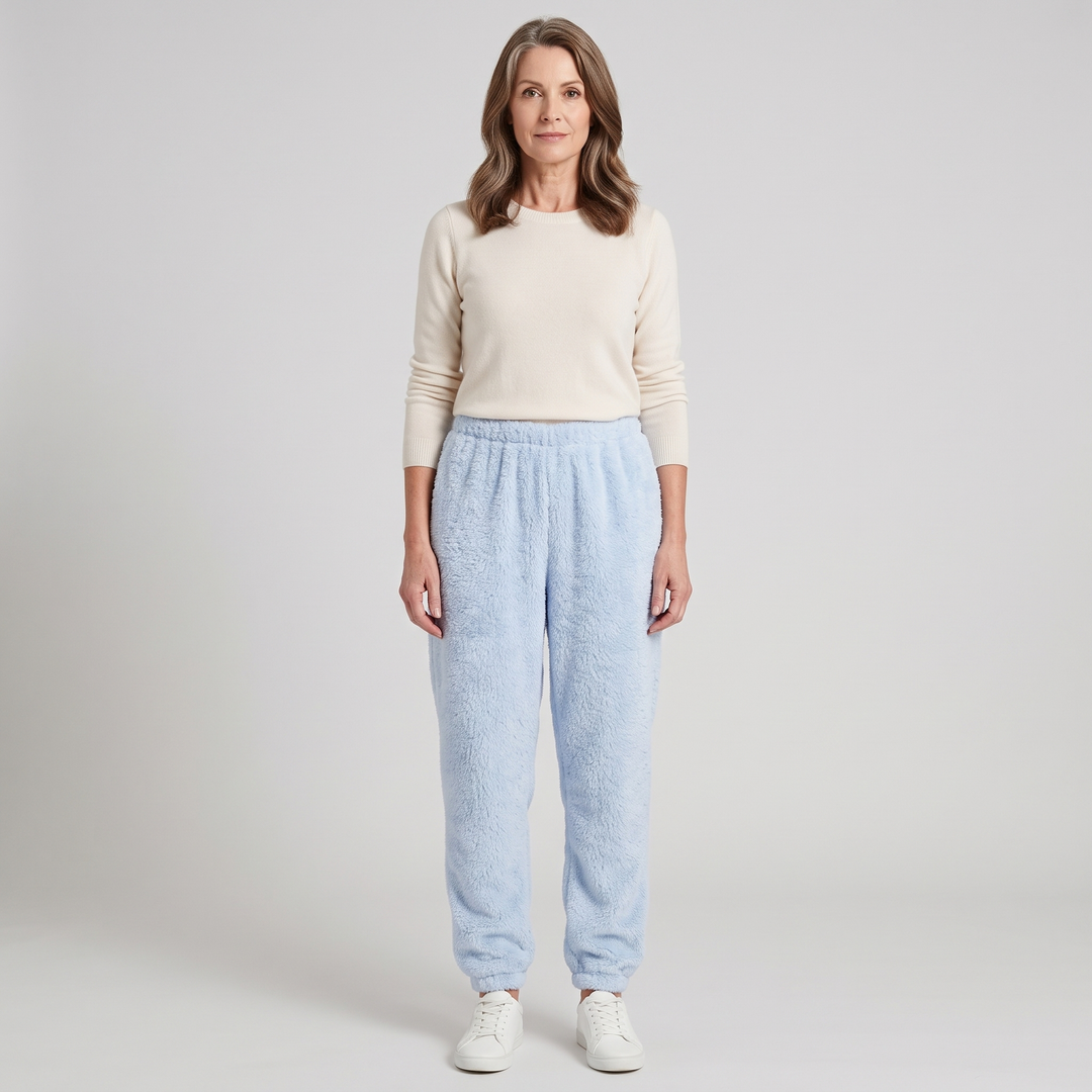Women's Fleece Lounge Trousers Relaxed Fit Blue 0
