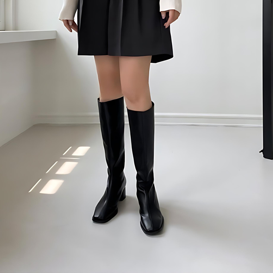 Verlene | Women's Elegant Knee High Boots – Block Heel Winter Style