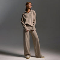 Odalys | Women's Knitted Tracksuit – Wide Leg Loungewear Set