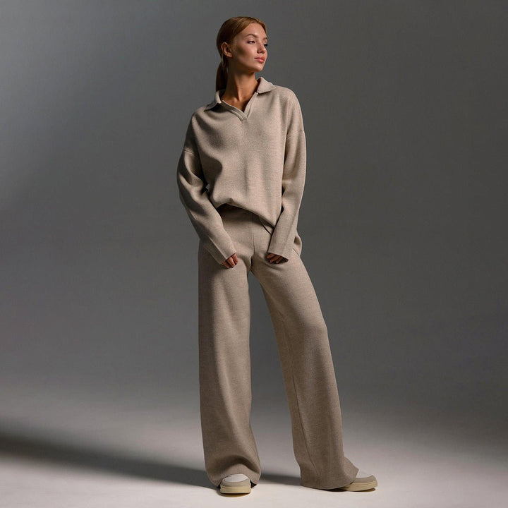 Odalys | Women's Knitted Tracksuit – Wide Leg Loungewear Set