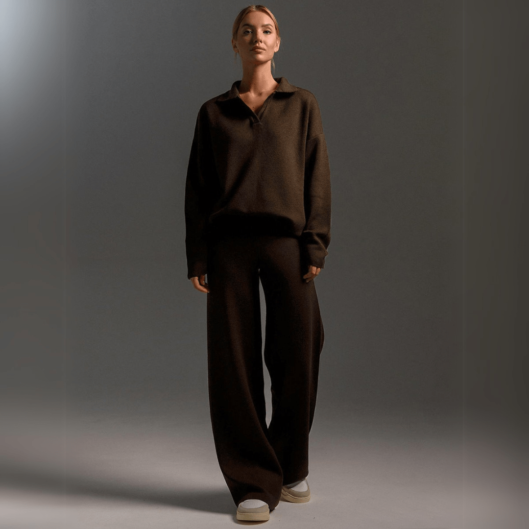 Odalys | Women's Knitted Tracksuit – Wide Leg Loungewear Set