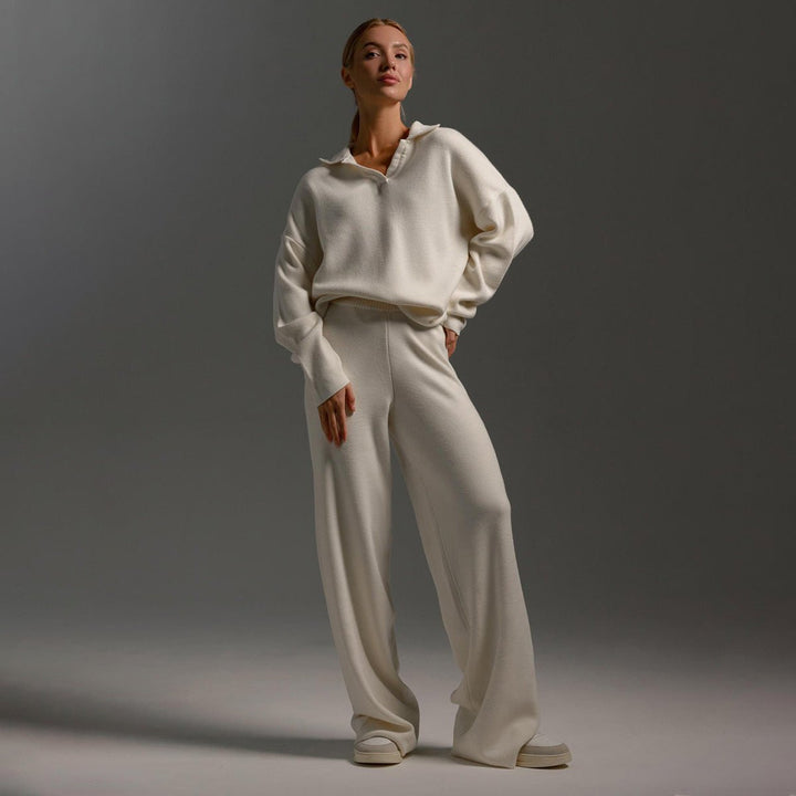 Odalys | Women's Knitted Tracksuit – Wide Leg Loungewear Set