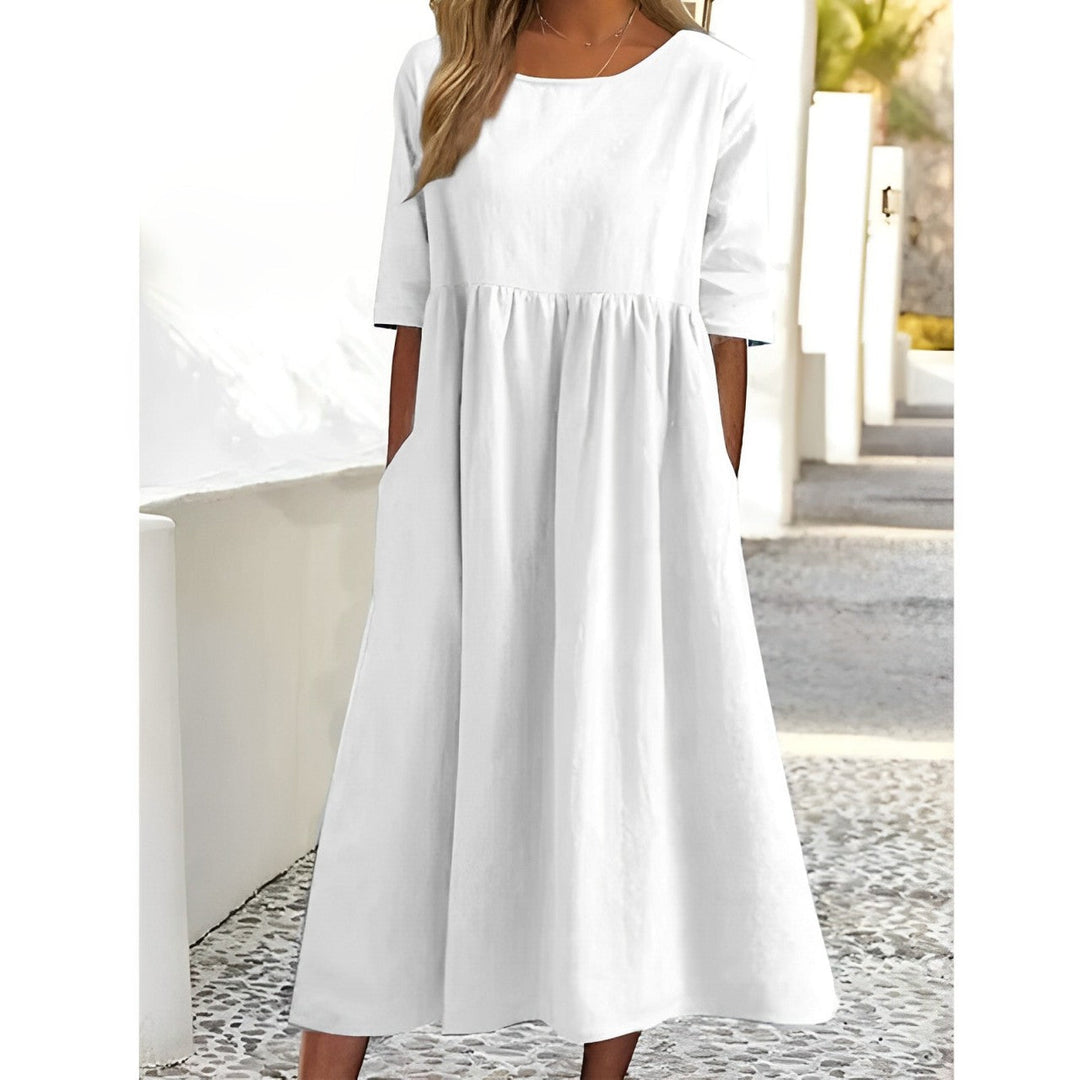 Positano | Gathered Empire Waist Linen Summer Dress
