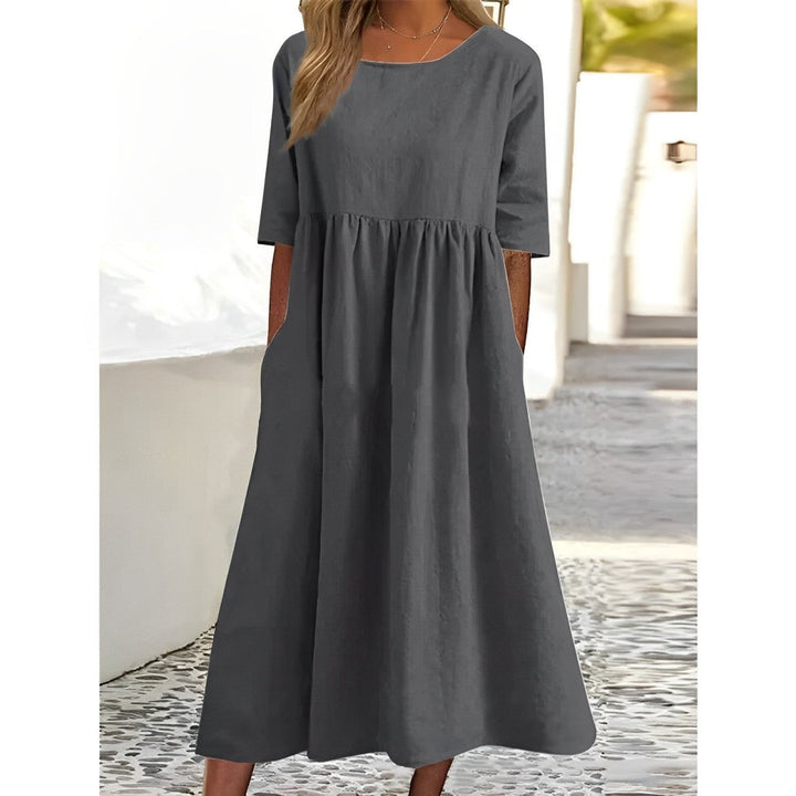 Positano | Gathered Empire Waist Linen Summer Dress