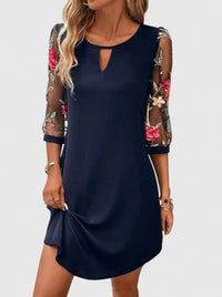 Vivienne | Floral Embroidered Mesh Sleeve Summer Dress