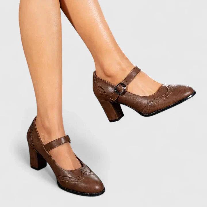 Winona | Brogue Wingtip Block Heel Mary Jane Heels