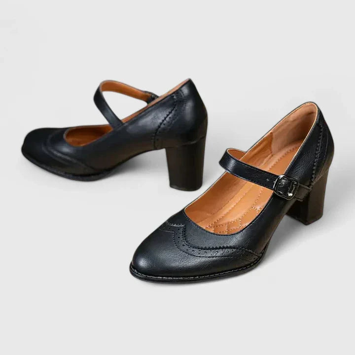 Winona | Brogue Wingtip Block Heel Mary Jane Heels