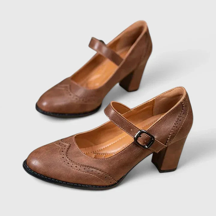 Winona | Brogue Wingtip Block Heel Mary Jane Heels