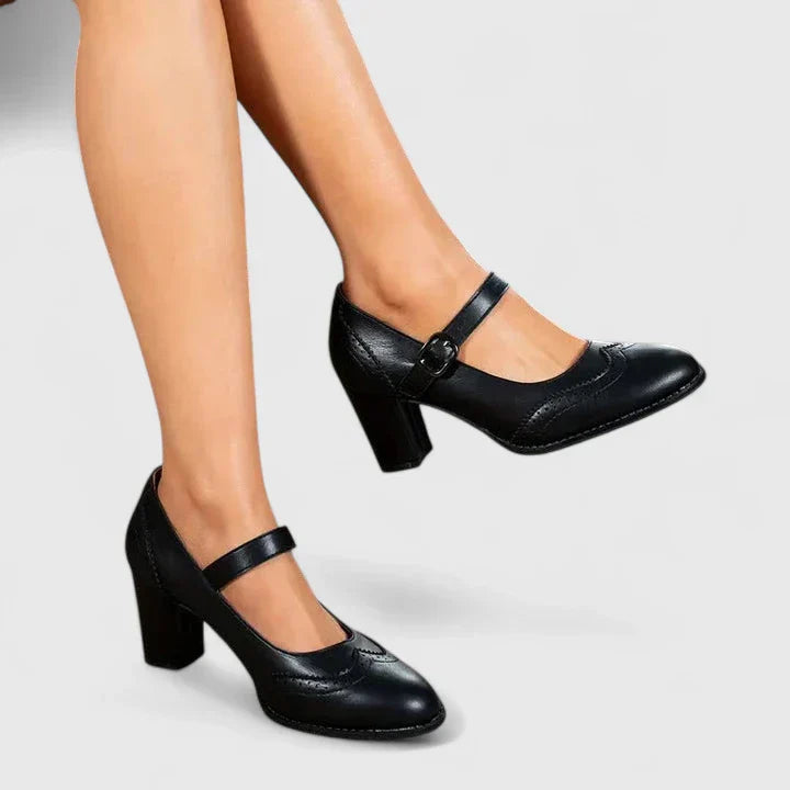 Winona | Brogue Wingtip Block Heel Mary Jane Heels