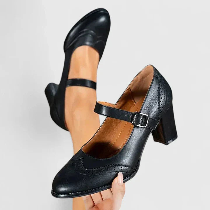 Winona | Brogue Wingtip Block Heel Mary Jane Heels