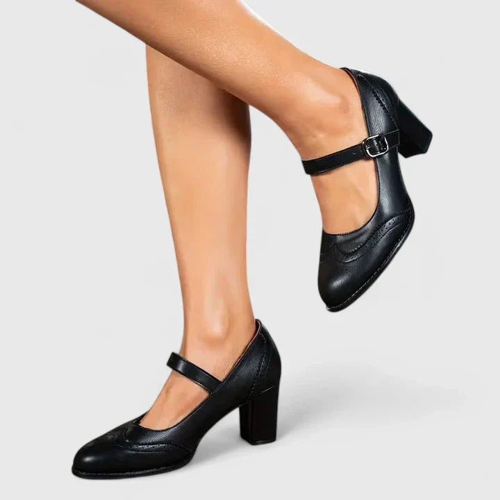 Winona | Brogue Wingtip Block Heel Mary Jane Heels
