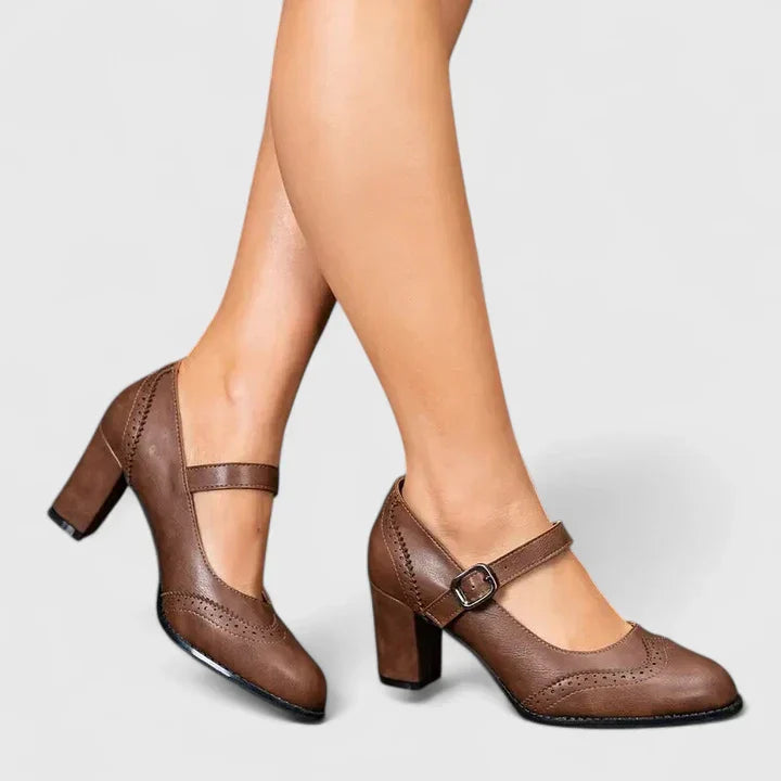 Winona | Brogue Wingtip Block Heel Mary Jane Heels