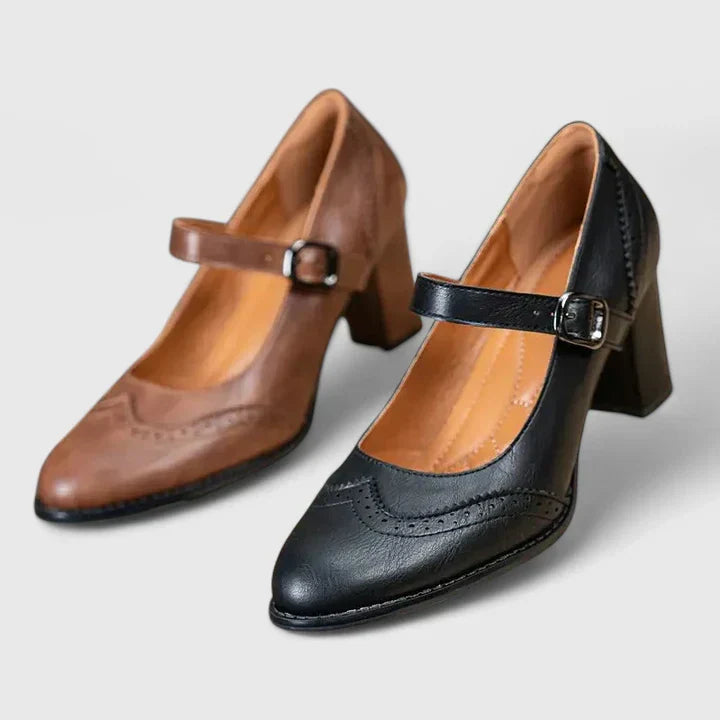 Winona | Brogue Wingtip Block Heel Mary Jane Heels