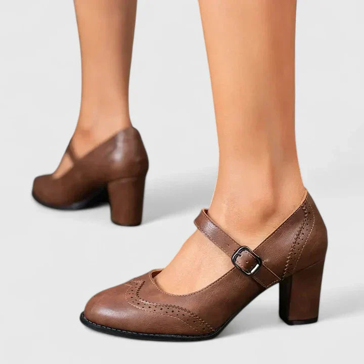 Winona | Brogue Wingtip Block Heel Mary Jane Heels