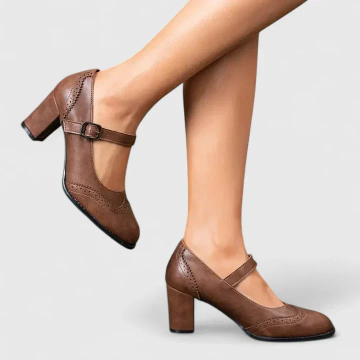 Winona | Brogue Wingtip Block Heel Mary Jane Heels