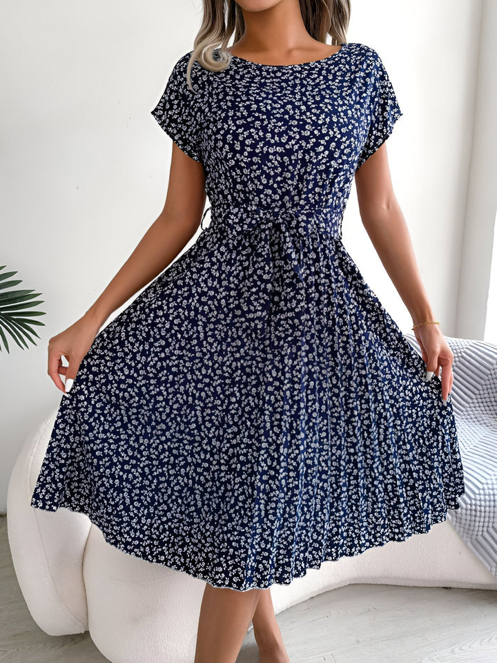 Pippa | Ditsy Floral Cap Sleeve Womens Pleated Midi Dress