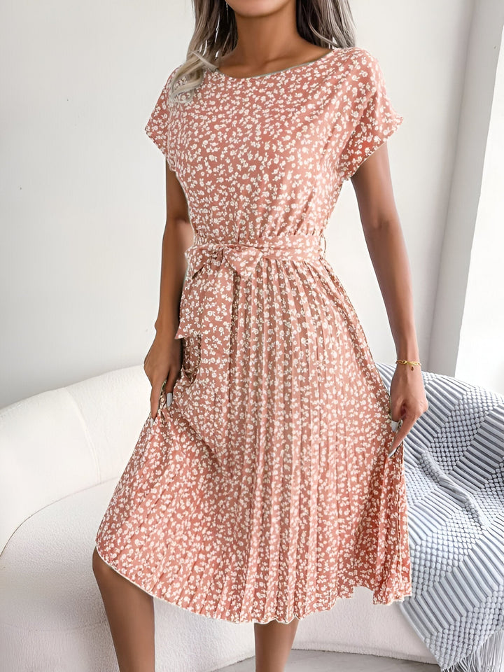 Pippa | Ditsy Floral Cap Sleeve Womens Pleated Midi Dress